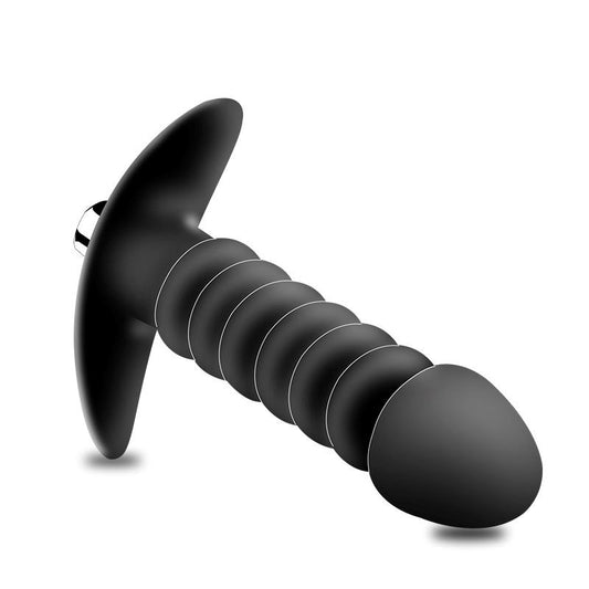 Vibrating Ribbed Butt Plug - Anal Beads and Balls