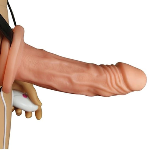 Vibrating Unisex Hollow Strap-On 6.5 inch - Strap On Sextoys