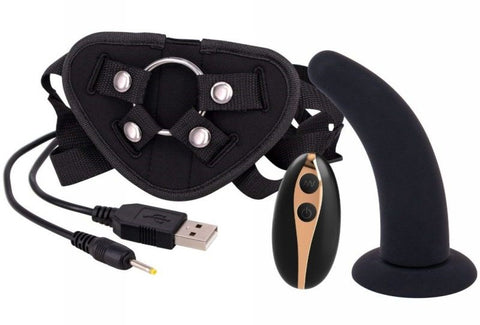 Vibration Dildo Strap-On with Remote Control 5 inch - Strap On Sextoys
