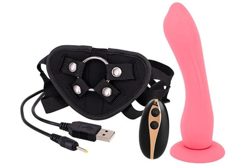 Vibration Dildo Strap-On with Remote Control 7 inch - Strap On Sextoys
