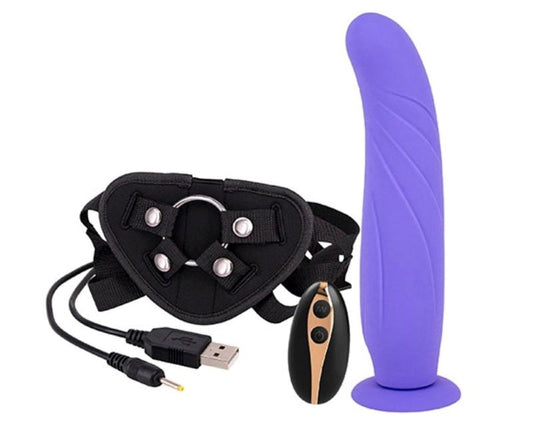 Vibration Dildo Strap-On with Remote Control 9 inch Strap On Sextoys