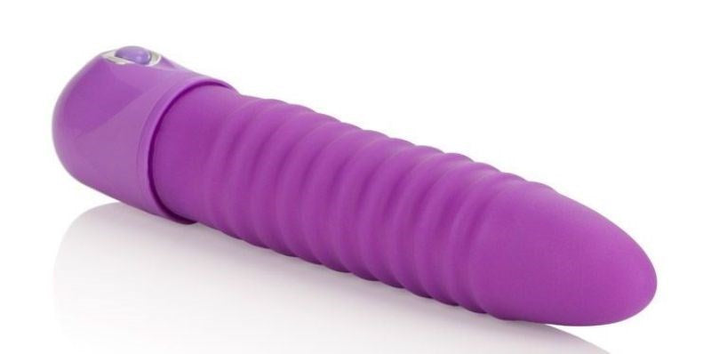 Waterproof Power Stud Ribbed Purple Realistic Dildos