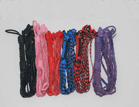 Whippa Leather Flogger with Braided Handle - Whips And Crops