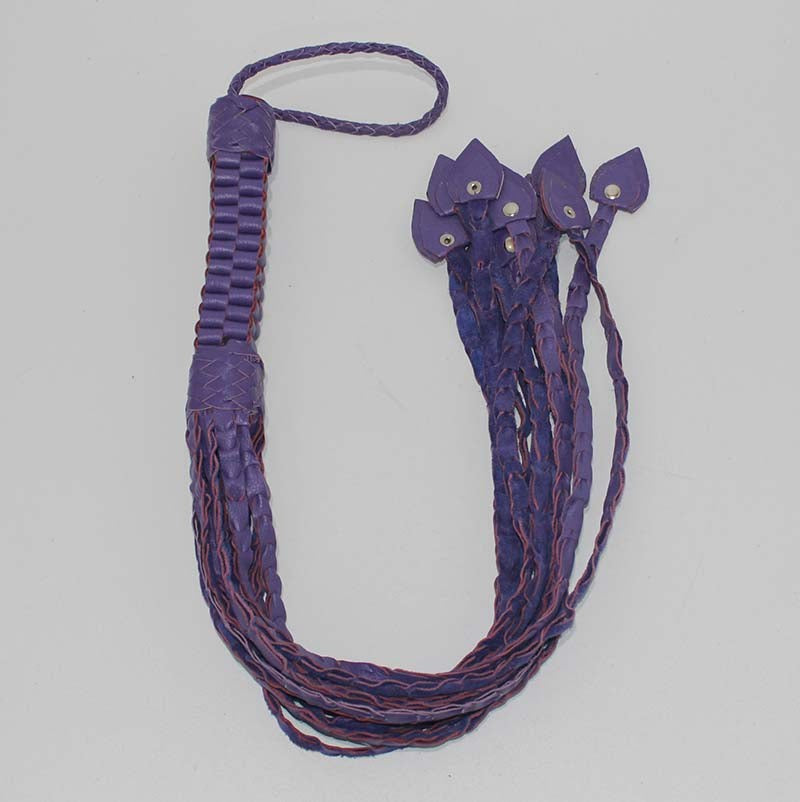 Whippa Leather Flogger with Braided Handle Whips And Crops