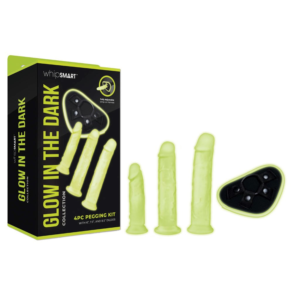 WhipSmart Glow In Dark 4pc Pegging Kit Strap On Sextoys