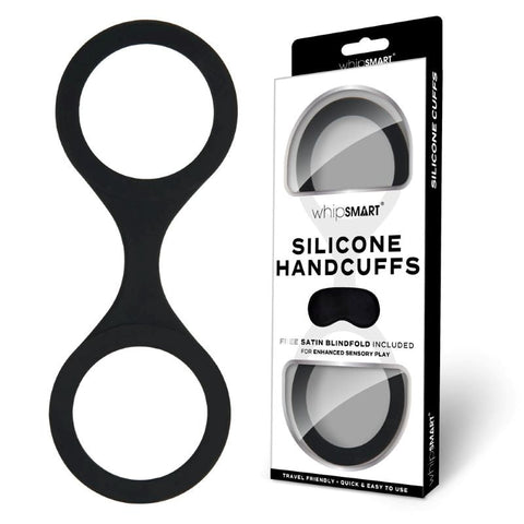 Whisper of Ecstasy - WhipSmart Silicone Handcuffs with Satin Blindfold - Cuffs and Restraints
