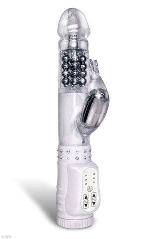 Pipedream White Diamond Multi Functions Rabbit Vibrator - Rabbit Vibrators