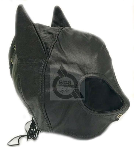 Wicked Wench Leather Feline Hood - Bondage Hoods