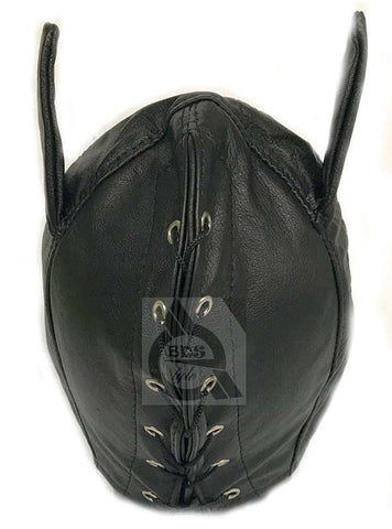 Wicked Wench Leather Feline Hood - Bondage Hoods