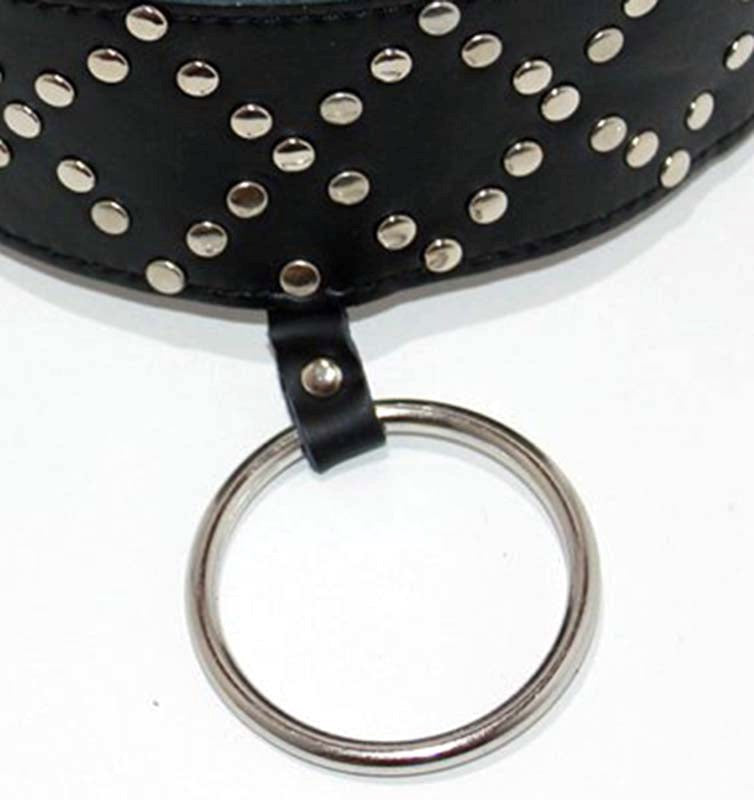 Wyred Slave Studded Posture Collar with Metal O-Ring Collars And Cuffs