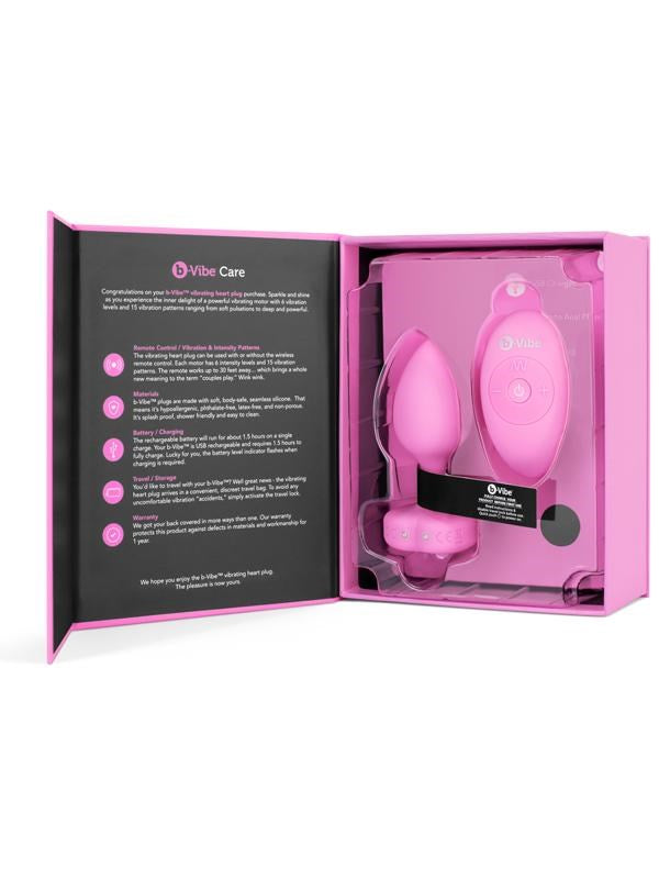 b-Vibe Remote Control Vibrating Jewelled Heart Butt Plug Butt Plugs