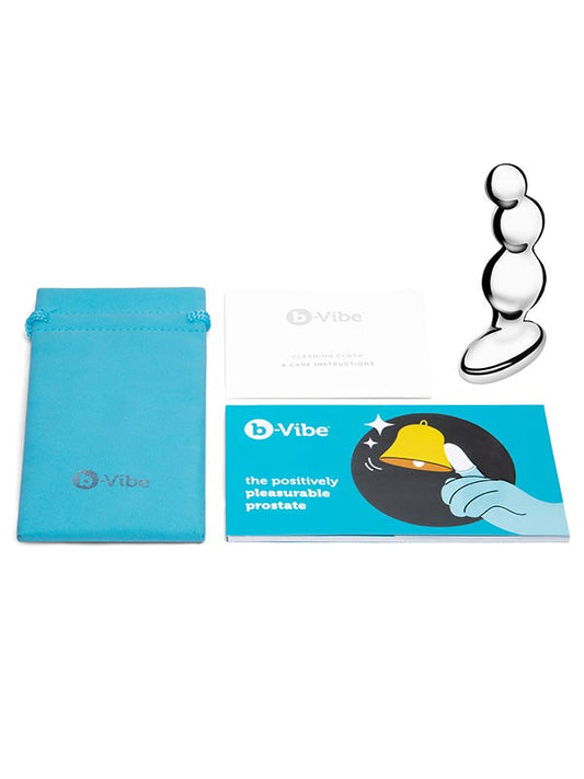 B-Vibe Premium Stainless Steel Anal Beads - Intense Stimulation - Anal Beads and Balls