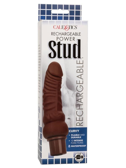 Rechargeable Power Stud Curvy Vibrating Dildo - Vibrating Dildos