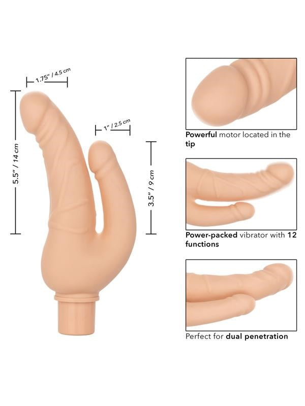 Rechargeable Power Stud Over and Under Dual Penetration Dildo Vibrating Dildos