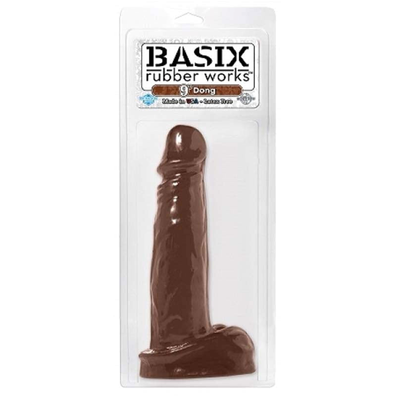 Basix 9 Inch Realsitic Dong Brown Realistic Dildos