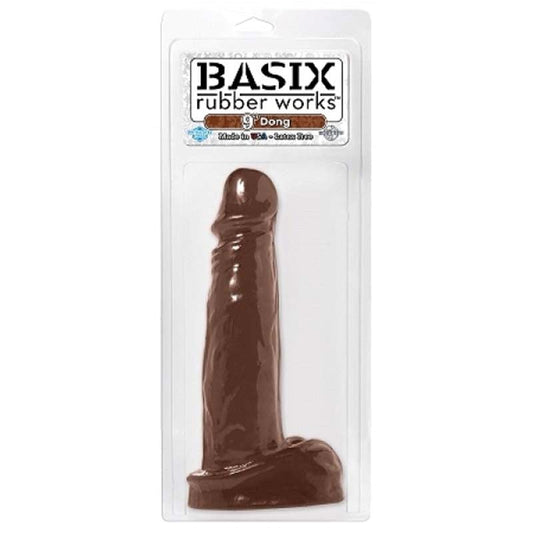 Pipedream Basix 9 Inch Suction Cup Realsitic Dong Brown - Realistic Dildos