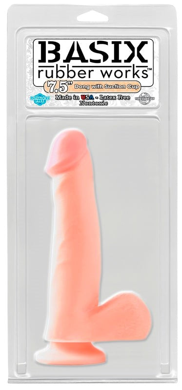 Basix Dong W/ Suction Cup 7.5in. Flesh Realistic Dildos