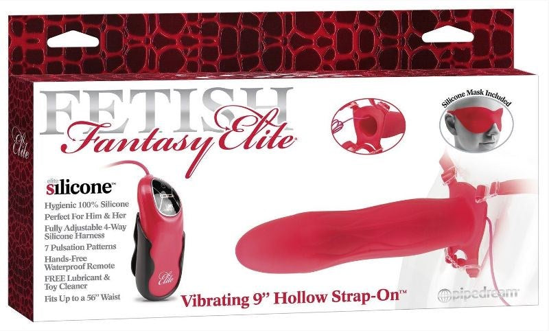 Elite Vibrating 9 inch Silicone Hollow Strap-On Strap On Sextoys