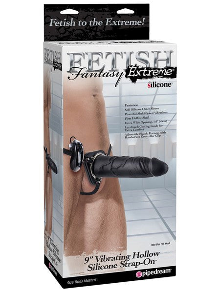 Fetish Fantasy Extreme 9 Inch Vibrating Hollow Silicone Strap-On Strap On Sextoys