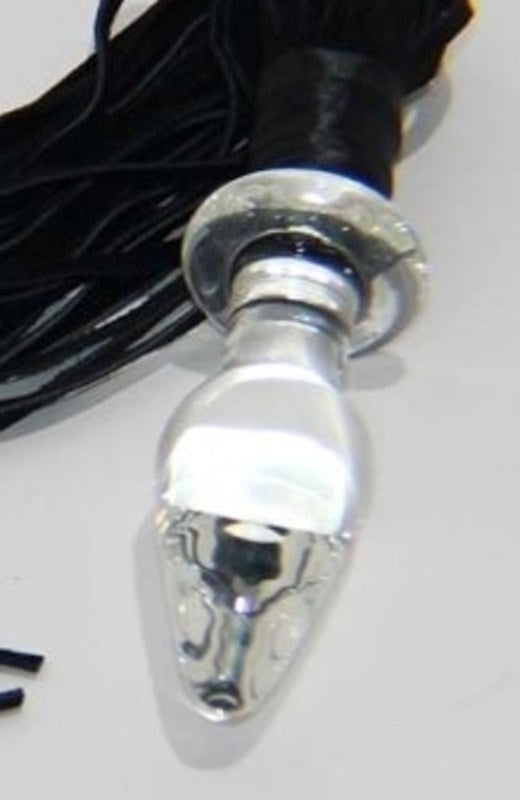 Glass Anal Plug with Leather Tail by BDStyle Glass Sex Toys