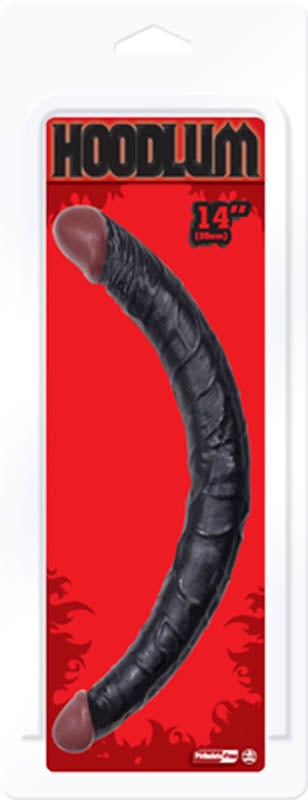 Hoodlum 14" Double Dong Black Realistic Dildos