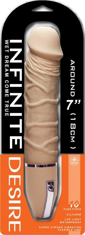 Infinite Desire 7" Silicone Vibrator with 10 Rhythms Flesh Realistic Dildos