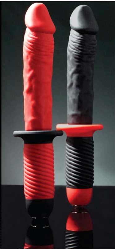 Mr. E and Mr. Z 7 Inch Silicone 10 Speed Vibrator Red Realistic Dildos