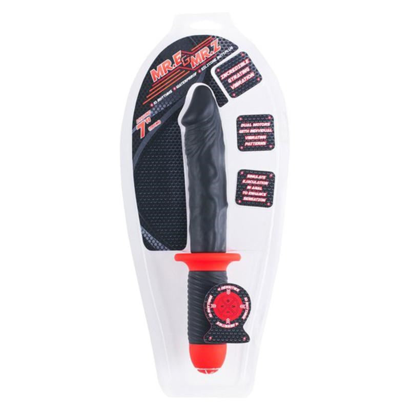 Mr. E and Mr. Z 7 Inch Silicone 10 Speed Vibrator Red Realistic Dildos