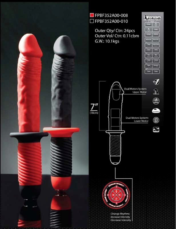 Mr. E and Mr. Z 7 Inch Silicone 10 Speed Vibrator Red Realistic Dildos