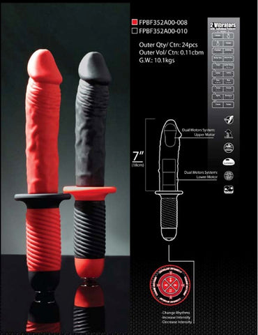 Mr. E and Mr. Z 7 Inch Silicone 10 Speed Vibrator Red - Realistic Dildos