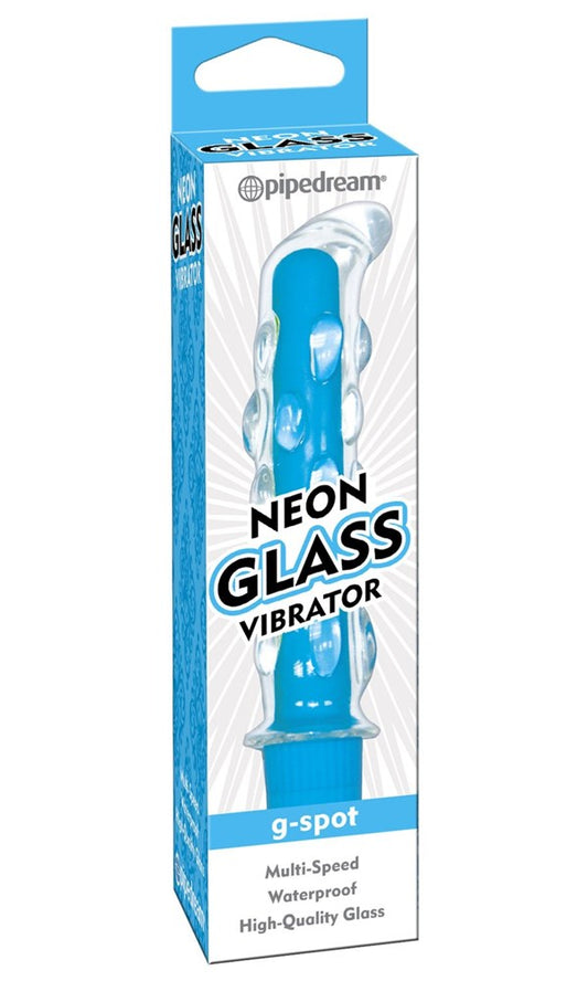Pipedream Neon Glass Multi Speed G-Spot Vibrator Blue - Glass Sex Toys