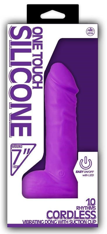 One Touch Silicone 7" Vibrator Purple Realistic Dildos