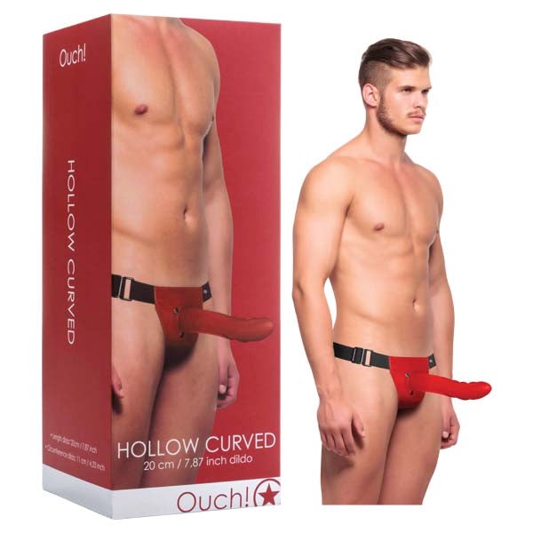 Ouch Hollow Curved Strap-On Red Strap On Sextoys