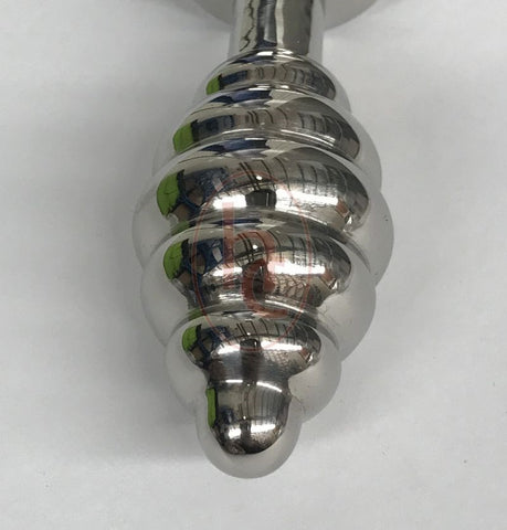 Ribbed Jewelled Butt Plug Large Amethyst - Steel Sex Toys