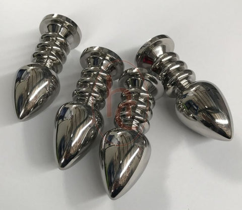 Ribbler Metal Jeweled Anal Plug Large Rose Quartz - Steel Sex Toys