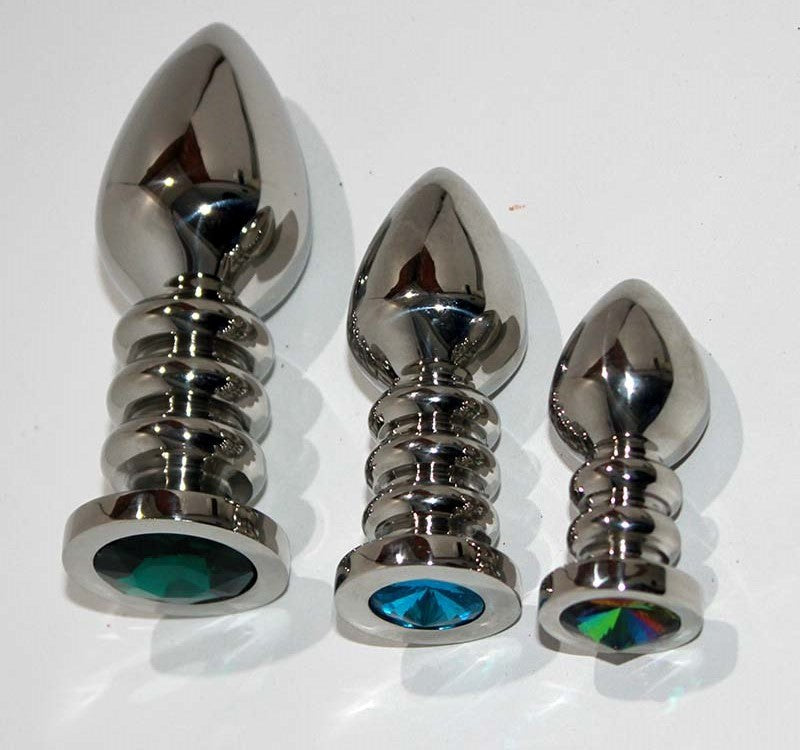 Ribbler Metal Jewelled Medium Butt Plug Rose Quartz Steel Sex Toys