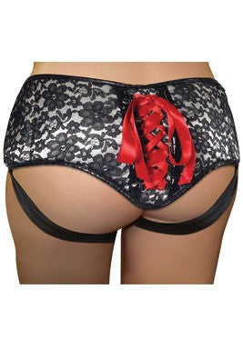 Sportsheets Plus Size Grey & Black Lace Corsette Strap-On - Strap On Sextoys