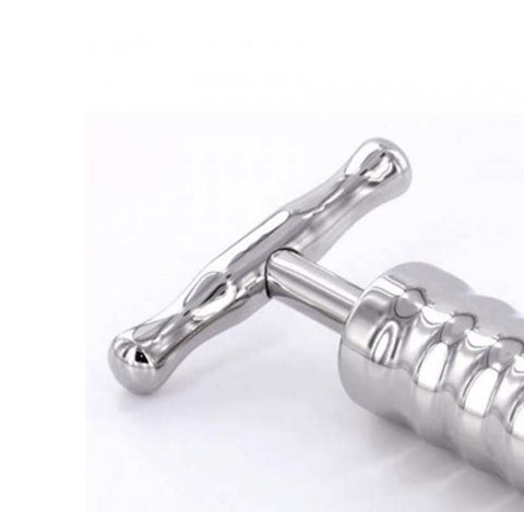 Steel Anal Rammer & T-Bar Handle 6 Rings - Steel Sex Toys