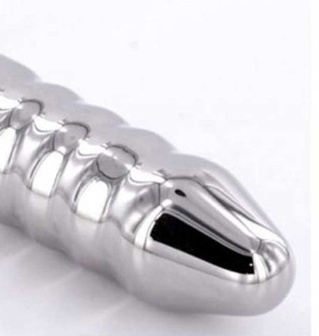 Steel Anal Rammer & T-Bar Handle 6 Rings - Steel Sex Toys