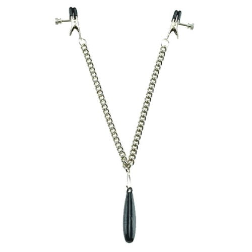 Weighted Adjustable Broad Tip Clamps with Link Chain - Breast and Nipple Toys