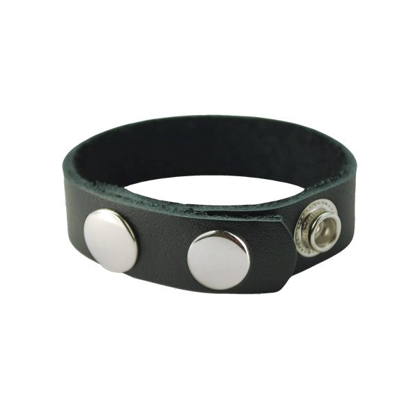 3 Snap Adjustable Plain Black Leather Cock Ring Cock Rings