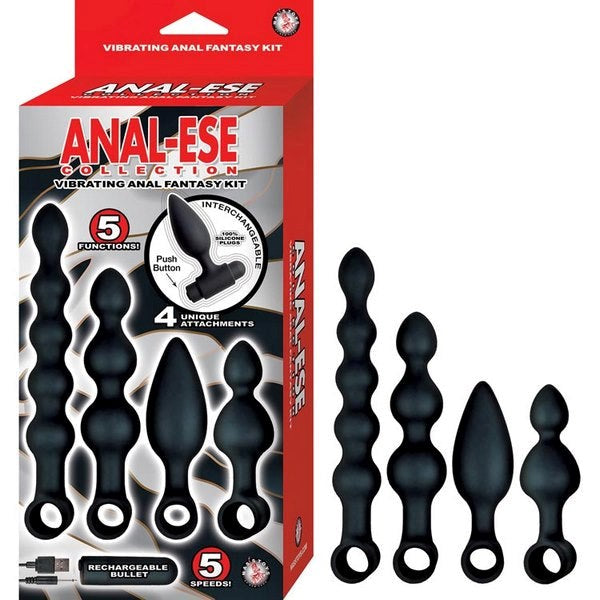 ANAL-ESE 4 Piece Vibrating Anal Fantasy Kit Butt Plugs