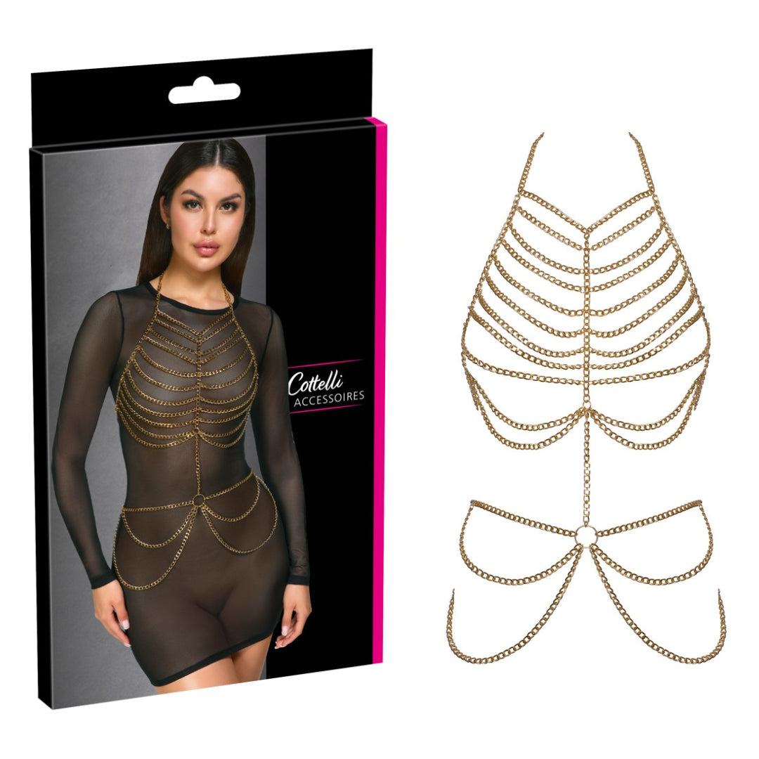 Orion Cottelli Womens Body Chain Harness Gold - Her Fetish