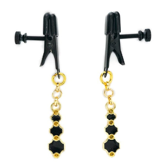 Spartacus Enterprises - Sophisticated Black Gem Nipple Clamps - Nipple and Clit Clamps