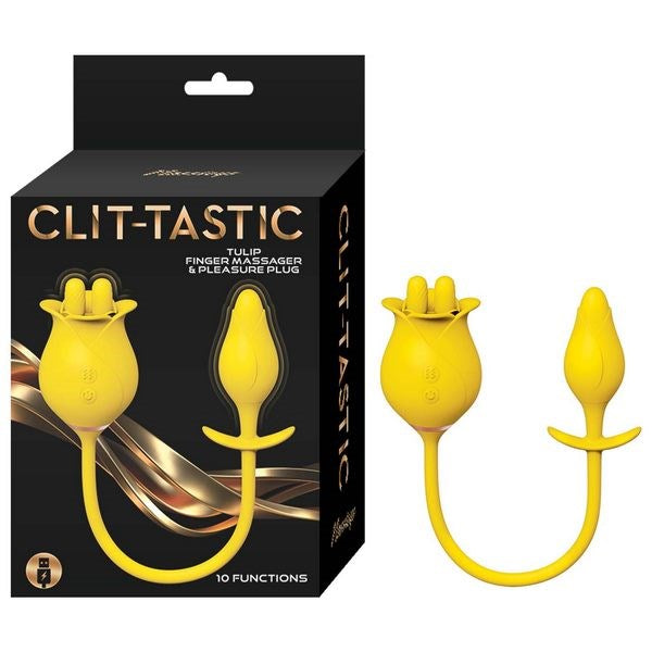 CLIT-TASTIC Tulip Finger Back and Forth Massager with Plug Finger and Tongue Vibrators