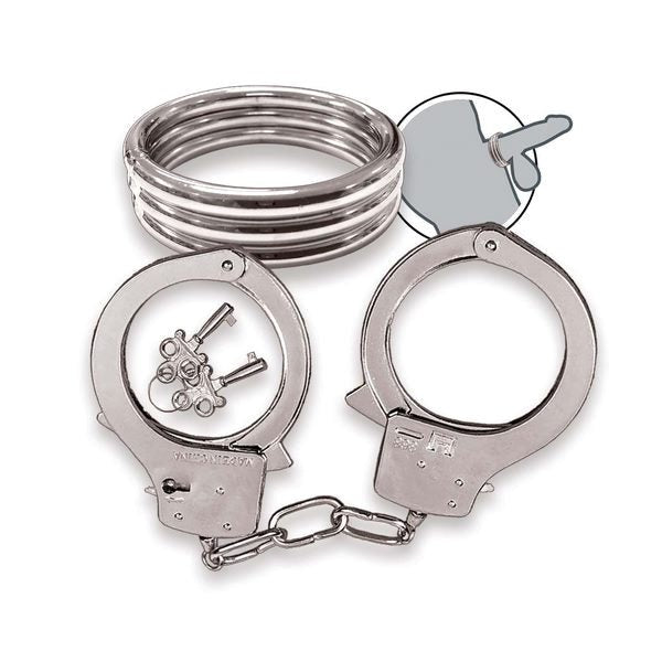 DOMINANT SUBMISSIVE Cock Ring and Handcuffs Sex Kits