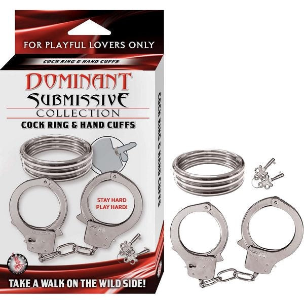 DOMINANT SUBMISSIVE Cock Ring and Handcuffs Sex Kits