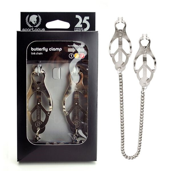 Endurance Butterfly Nipple Clamps With Jewel Chain Nipple and Clit Clamps