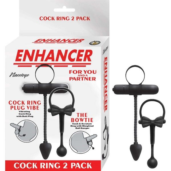 ENHANCER Cockring 2 Pack With Stretchy Butt Plug Sex Kits