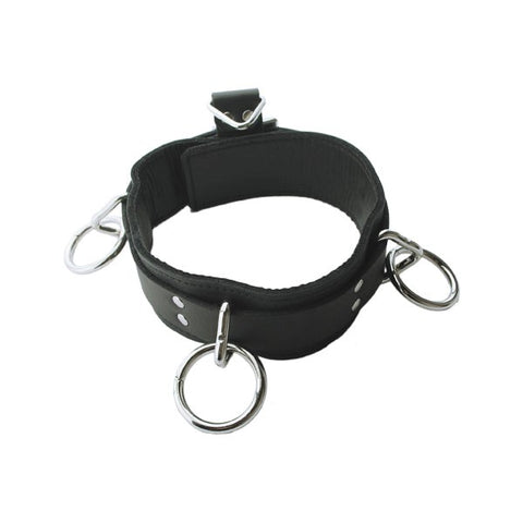 Spartacus Premium Adjustable Leather Collar with Triple O-Rings - Collars and Leads